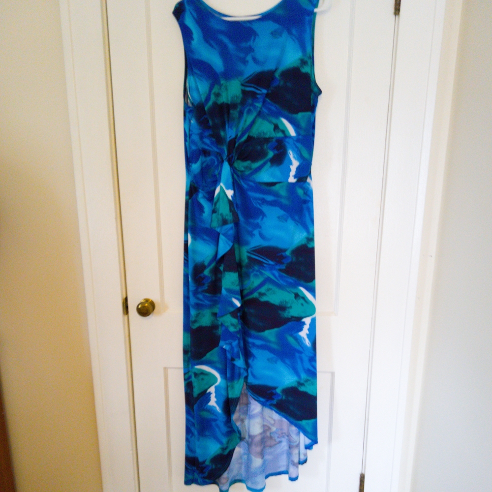 Kate & Mallory Asymmetrical High-Low Blue Green Sundress